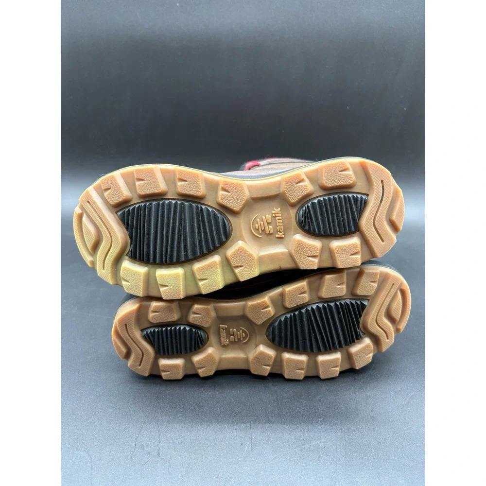 Kamik Sesame Kids Waterproof Snow Boots Youth Size 3 Brown Plaid Fur